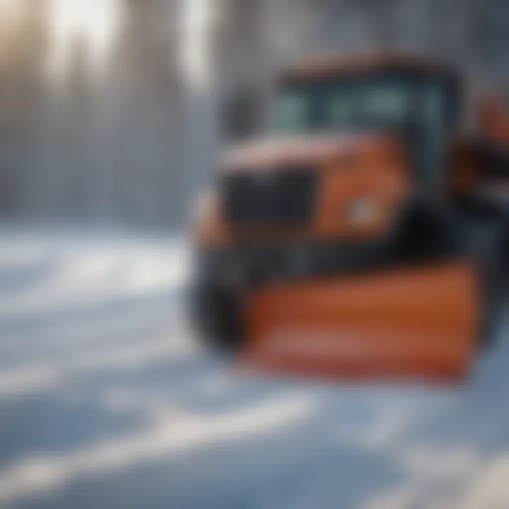 Maintenance check on a stand-on snow plow highlighting eco-friendly features