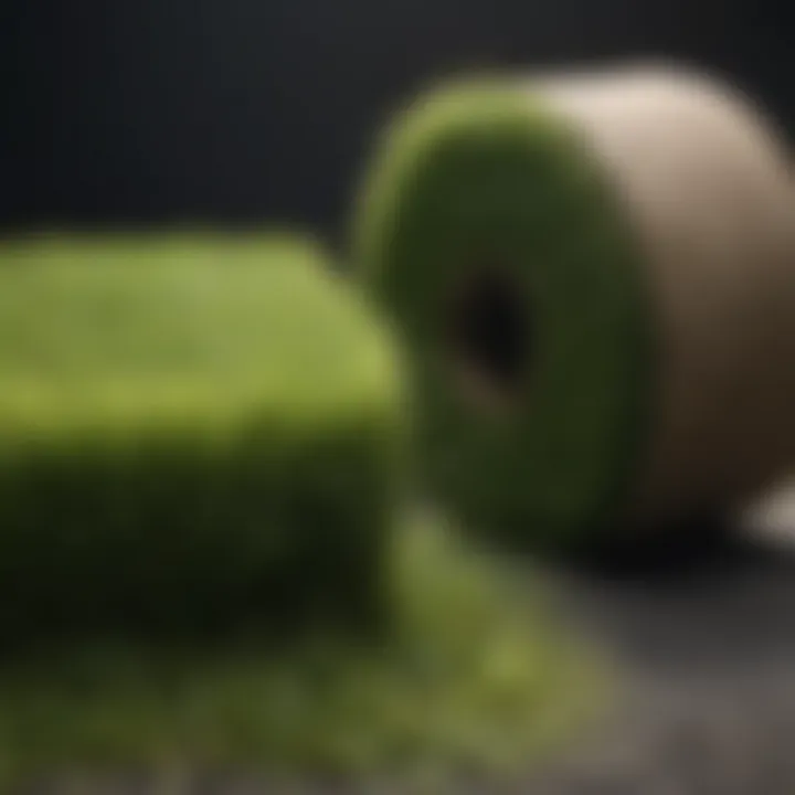 Various types of grasses used in sod rolls displayed side by side.