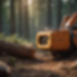 A close-up of advanced timber felling equipment in action