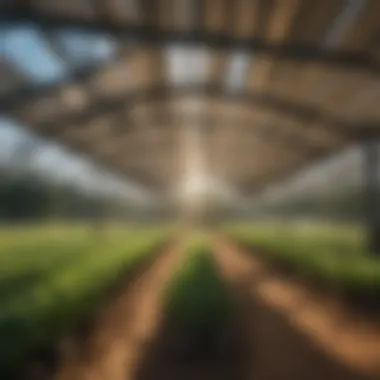 Agricultural landscape showcasing integrated used canopies