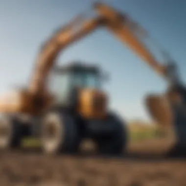 Close-up of excavator attachment on a tractor