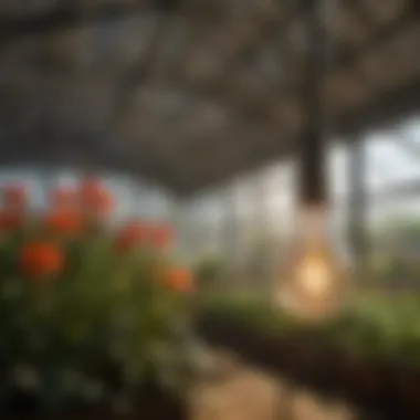 UV Full Spectrum Light Bulbs in Greenhouse Illustration of UV full spectrum light bulbs in a greenhouse setting