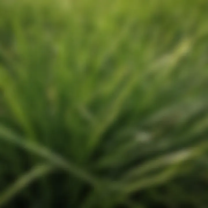 Close-up of Zoysia grass blades highlighting texture