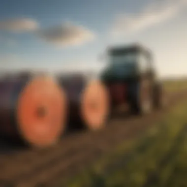 Farmers maintaining round baler belts in a field
