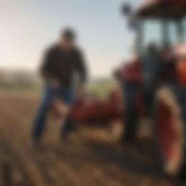 A farmer analyzing the specifications of a used tiller