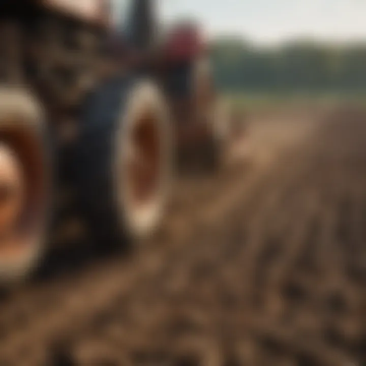 Farmland prepared using a tiller, showcasing rich soil