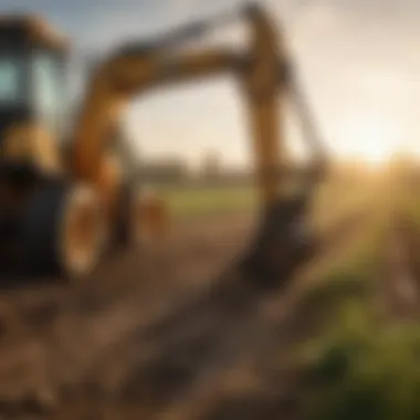 A backhoe attachment in action during agricultural operations