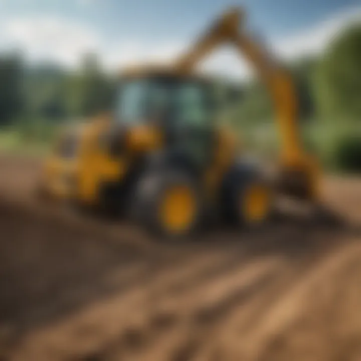 Backhoe attachment enhancing productivity in a farming setting