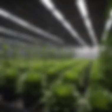 Advanced LED Hydroponic Lighting Advanced LED hydroponic lighting setup illuminating vibrant plants