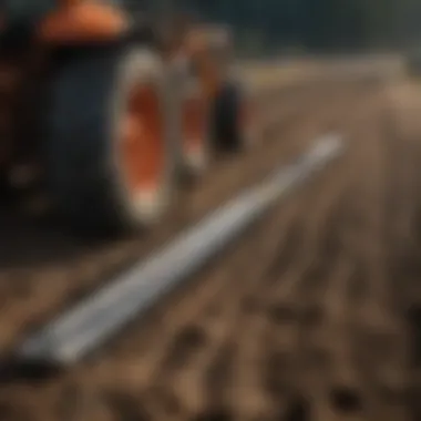 Diverse Applications of Scraper Blades in Agriculture Variety of pull behind scraper blades arranged to highlight different types and their specific applications.