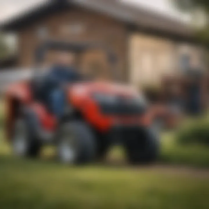 User operating a Ventrac diesel machine highlighting ease of use and maintenance.