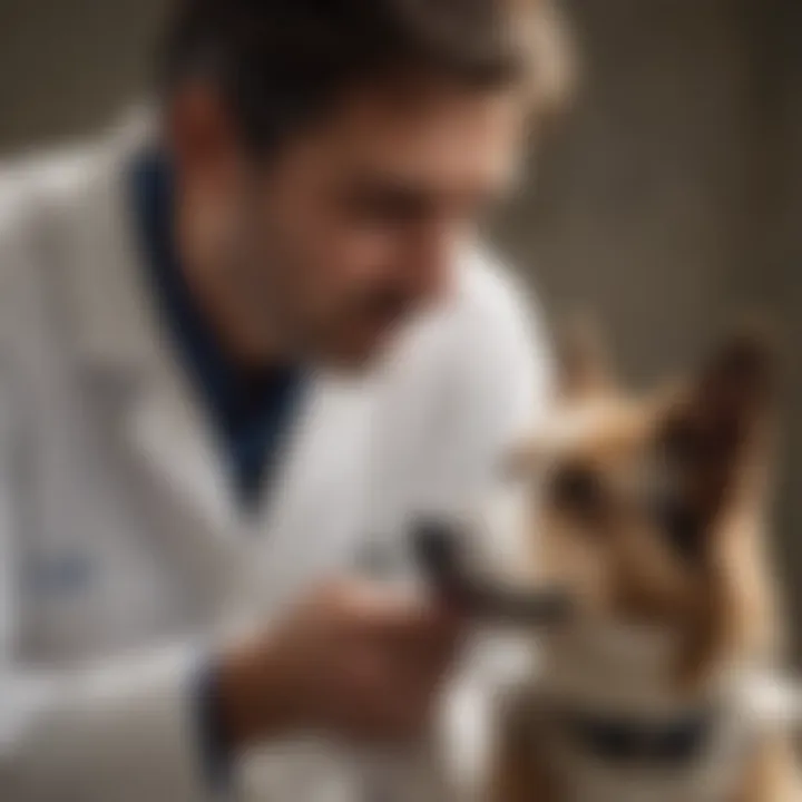 Veterinarian examining a dog