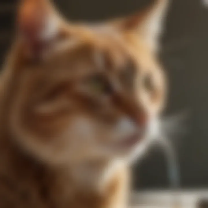 A healthy cat receiving a vitamin B shot at a veterinary clinic