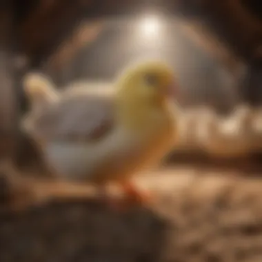 A cozy brooder filled with warm lighting for chick comfort