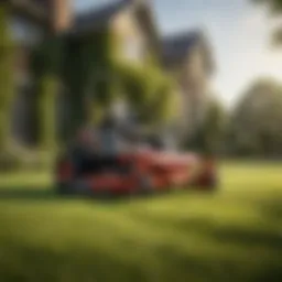 Premium zero turn mower in action on a lush green lawn